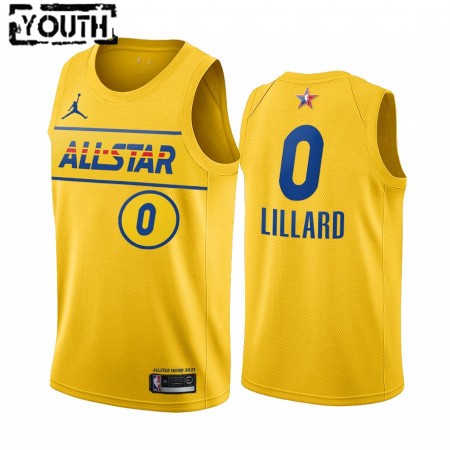 Maillot Basket Portland Trail Blazers Damian Lillard 0 2021 All-Star Jordan Brand Gold Swingman - Enfant